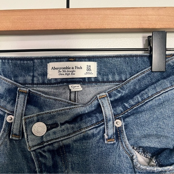 Abercrombie & Fitch curve love the 90s straight ultra high rise jeans blue 25/00 - Picture 4 of 8